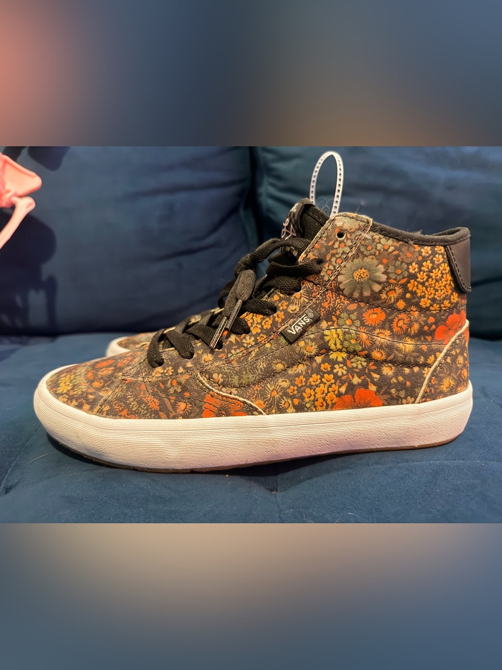 Vans Floral High-Top Sneaker - Black, Orange, Yellow
